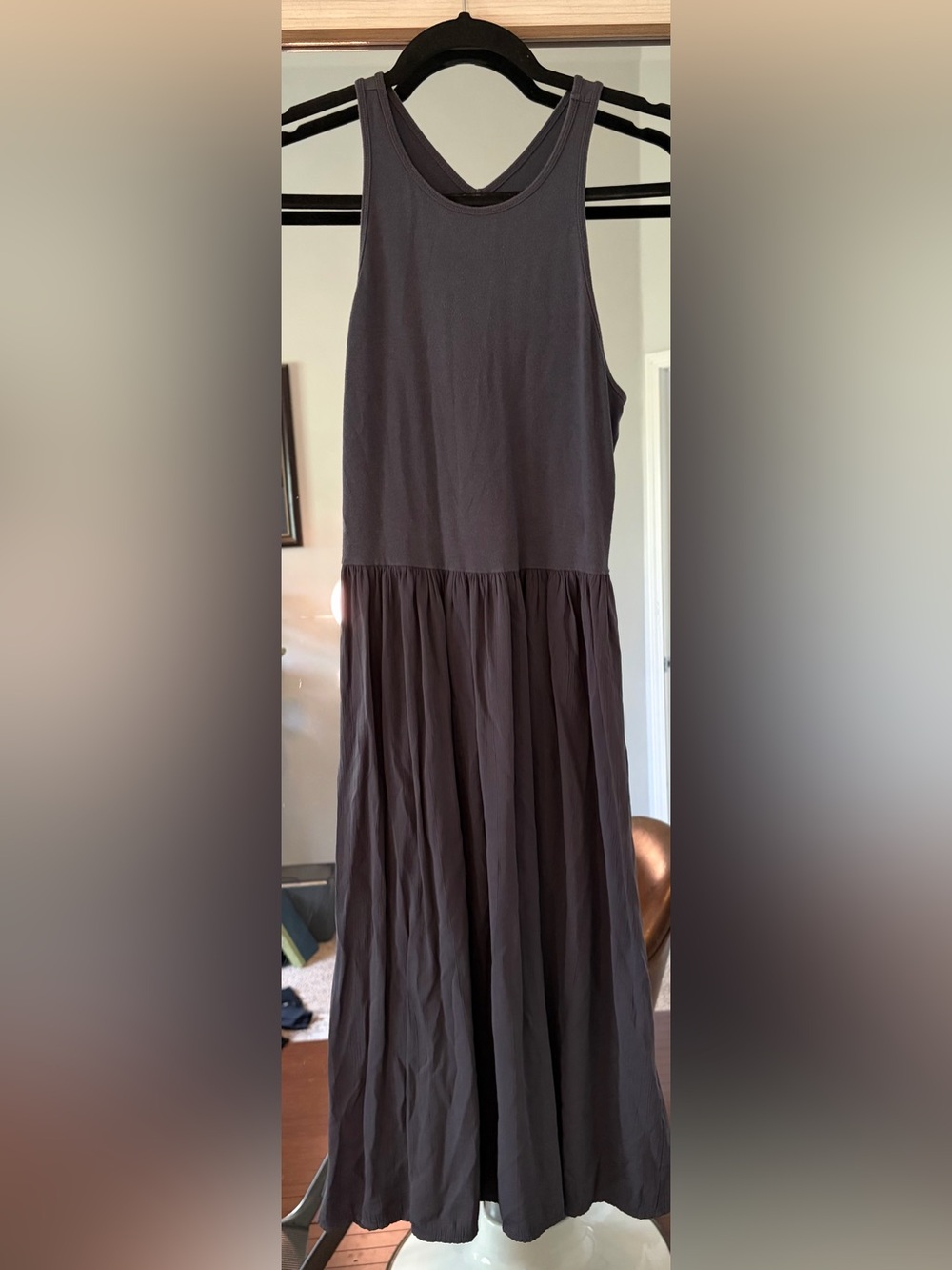 Lou & Grey Maxi Dress Grey  halter Sleeveless Gauzy Flowy Stretch Women S